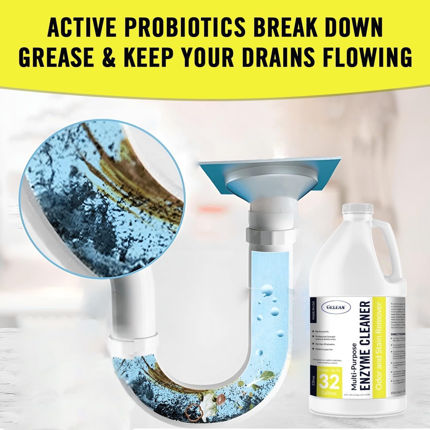 Thumbnail 4 de GELEAN Enzyme Cleaner Probiotic Citrus Cleaner, Concentrated 64 oz.