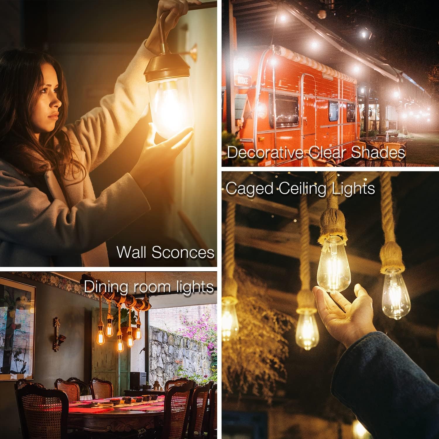 Detalle de DAYBETTER DBDSDWWL004 Vintage LED Edison Bulbs, 800 Lumens, Dimmable, 2700K