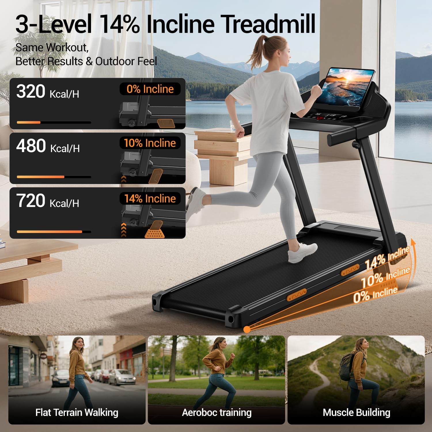 Thumbnail 4 de CURSOR Tapis de course pliable inclinable 15% (12 km/h) moteur 3,0 CV avec écran LED et charge max. 136 kg
