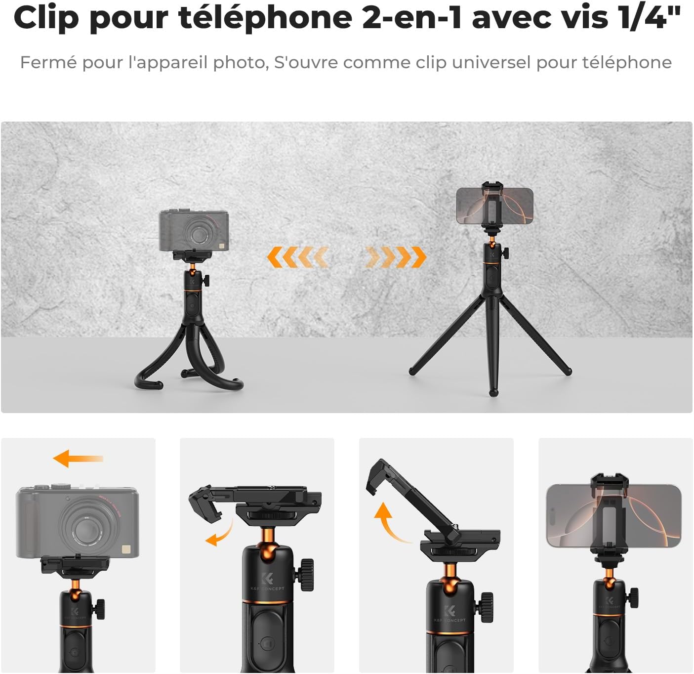 Detalle 2 de K&F Concept MS29 trépied flexible 395 g