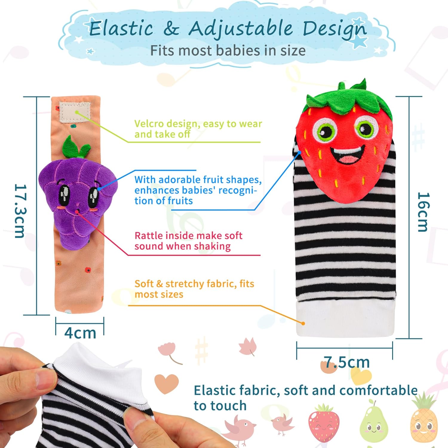 Thumbnail 1 de Foot Finders & Wrist Rattles for Infants – Fruit STYL-B
