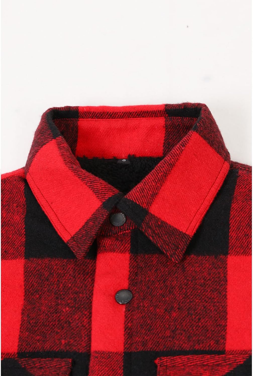 Detalle 2 de ZENTHACE Men's Sherpa-Lined Flannel Shirt Jacket, Snap-Front, 9 oz