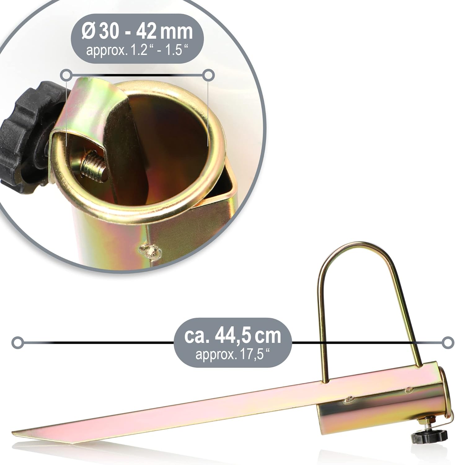 Thumbnail 5 de com-four® porta ombrellone - picchetto da terra in acciaio dorato, base per ombrellone, diametro 30–42 mm
