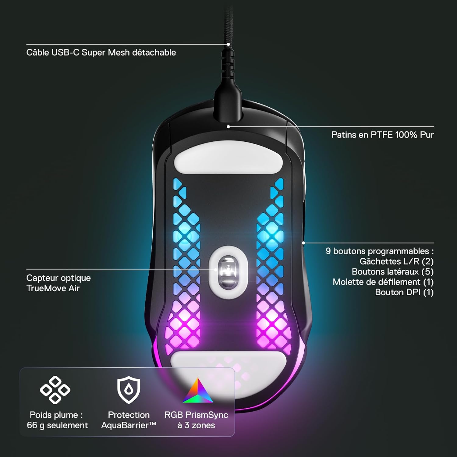 Thumbnail 2 de SteelSeries Aerox 5 RGB-gamingmuis, 66 g, TrueMove Air 18K DPI en IP54