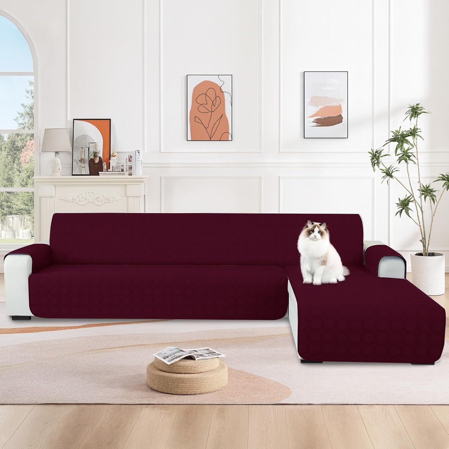 Thumbnail 1 de Ystyle Copridivano impermeabile reversibile per divano angolare con penisola (2 posti) — vino rosso, L 210 cm