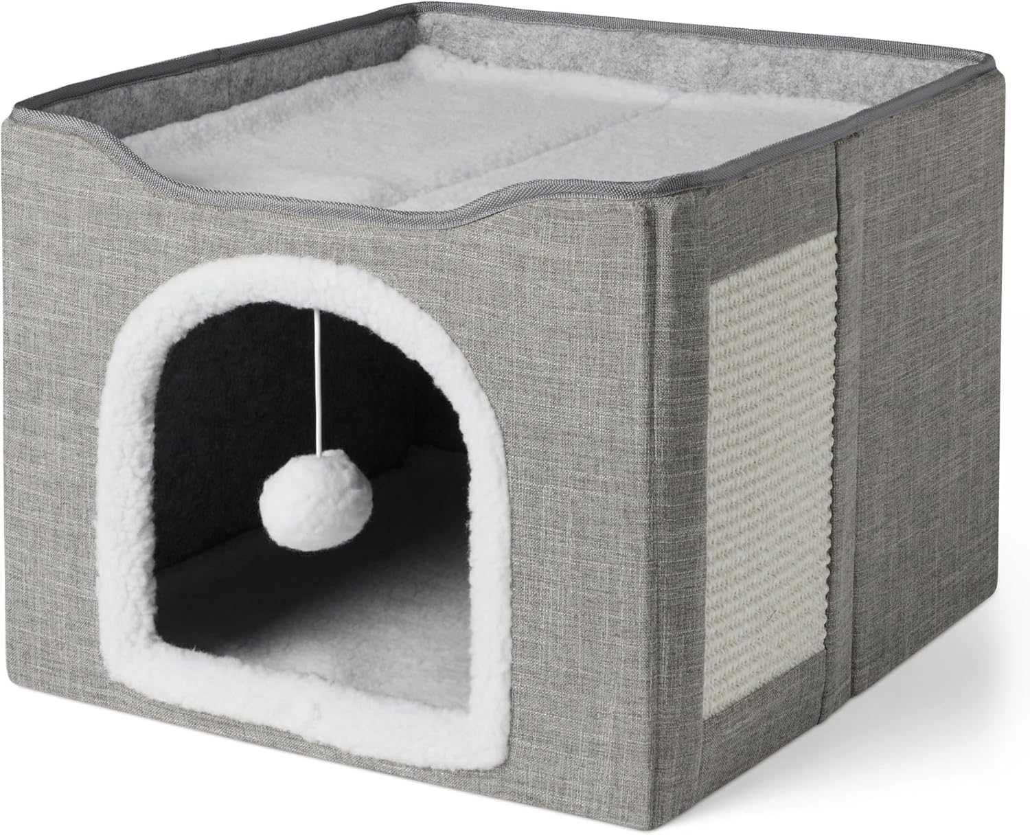 Thumbnail 6 de Amazon Basics - Casetta per Gatti a 2 Piani con Grotta e Tiragraffi, Grigio 43,2 x 35,6 x 57,2 cm
