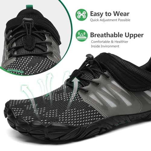 Detalle 2 de SAGUARO Zapatillas Barefoot para Hombre y Mujer – Minimalistas Cinco Dedos, Transpirables y Antideslizantes, Gr.42 (Negro Profundo)