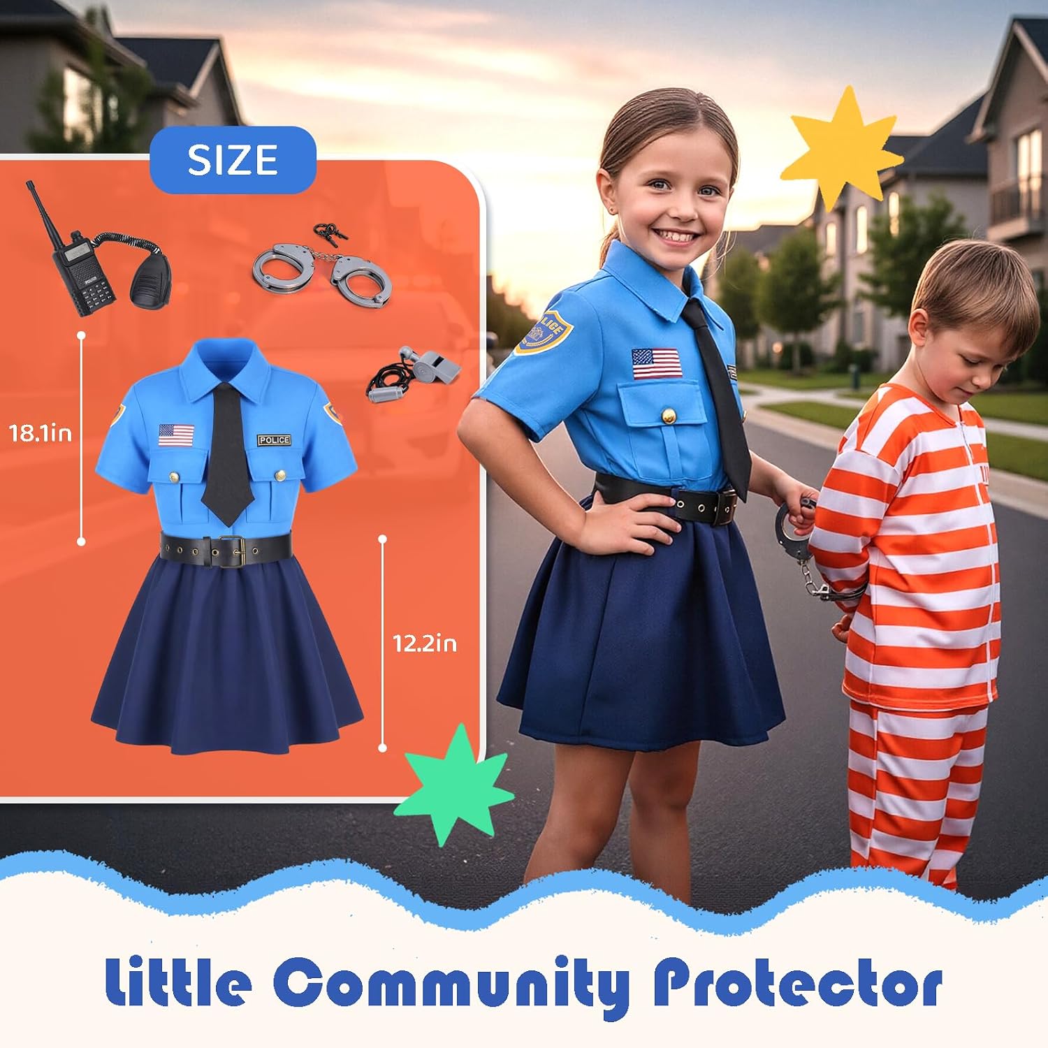 Detalle 2 de Meland 4-in-1 Career Dress-Up Costume Set for Girls, Four Pretend-Play Roles