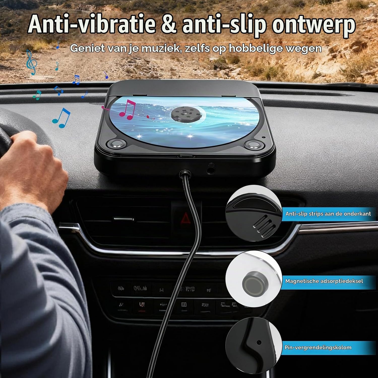 Detalle de Canareen 606 externe cd-speler voor auto met USB en AUX