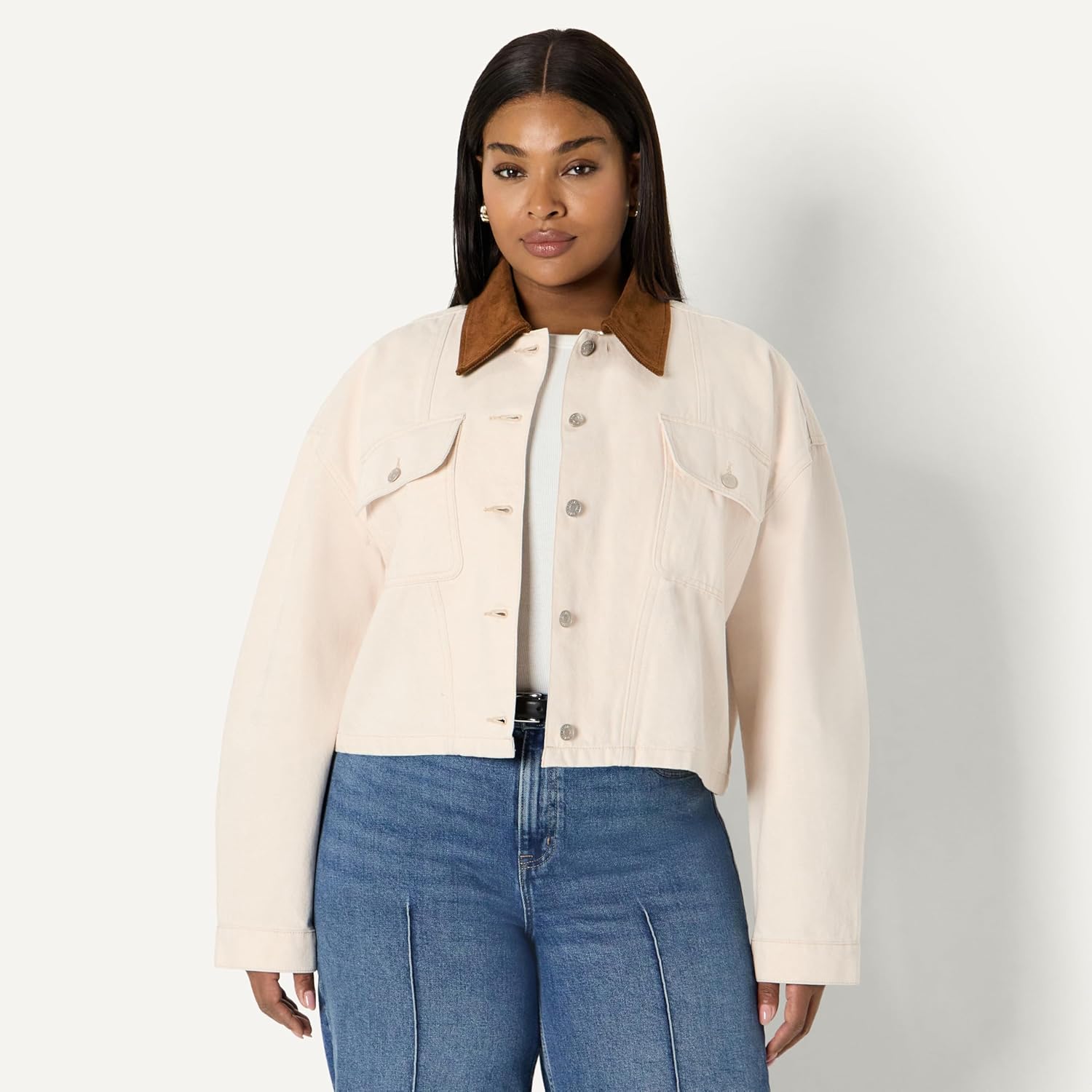 Thumbnail 5 de Amazon Essentials Damen Oversize-Jeansjacke mit kontrastierendem Kragen