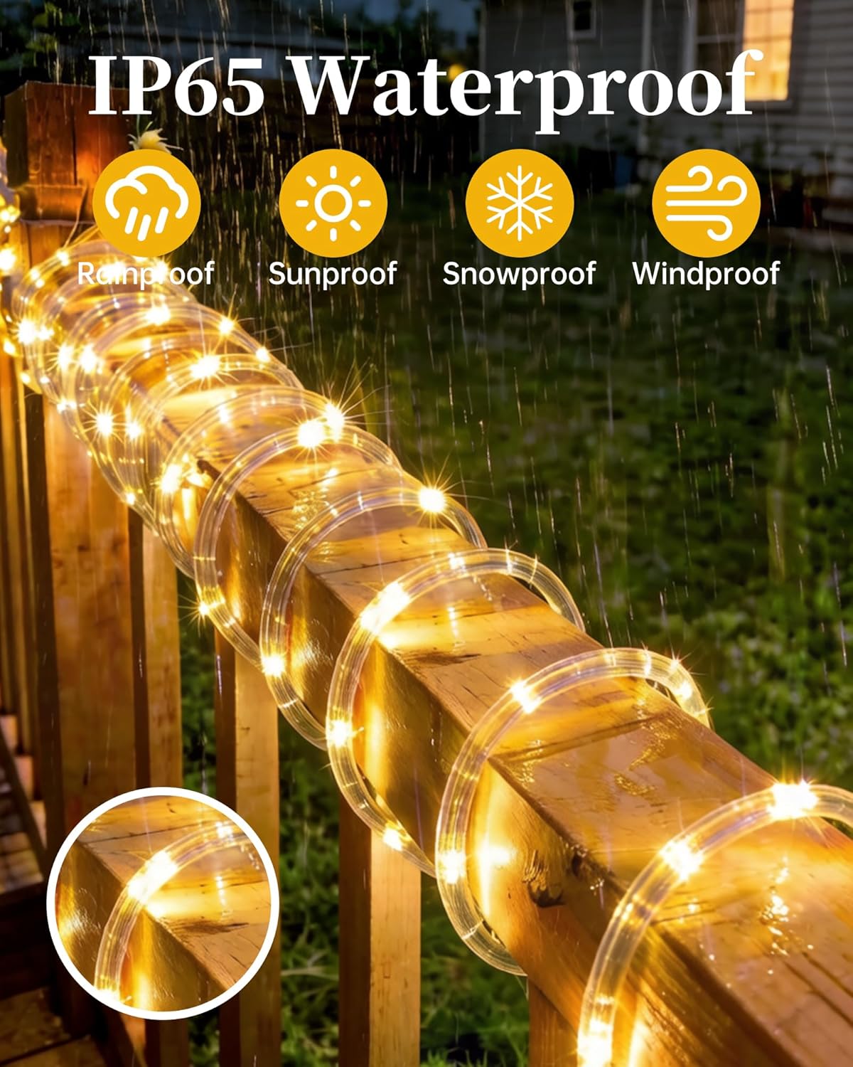 Thumbnail 3 de Tacobey Solar Rope Lights Outdoor – 32.8ft, 100 LED with Timer and 8 Modes