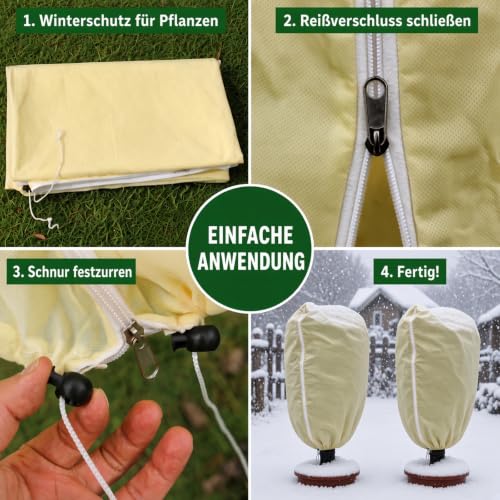 Thumbnail 2 de AKSBTEC Winterschutzhauben, 2 Stück, 120 × 180 cm, 85 g/m² mit Reißverschluss
