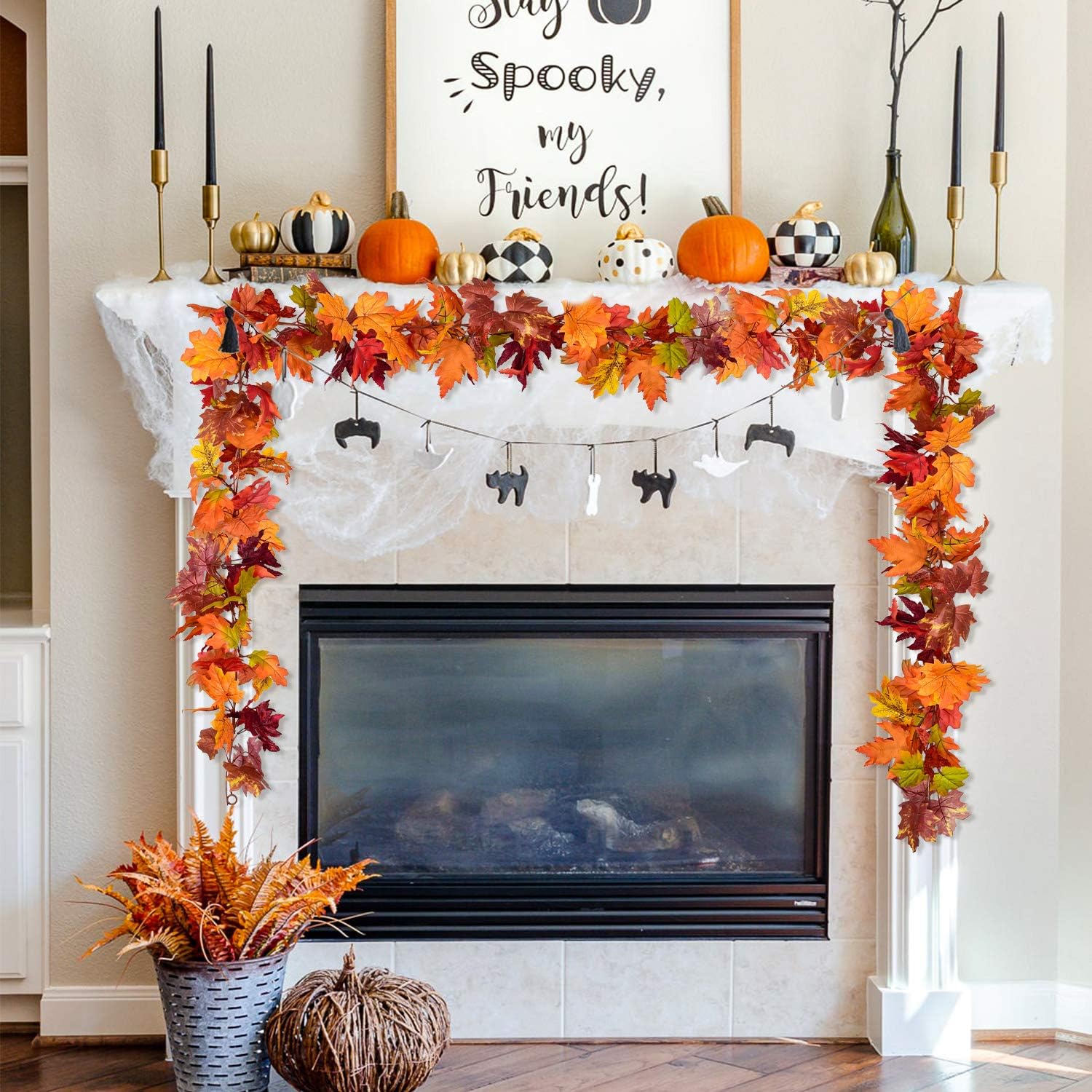 Detalle 1 de DearHouse EEWTE-018 Fall Garland, 2-Pack 7-Color Maple Leaves, 5.9 Feet