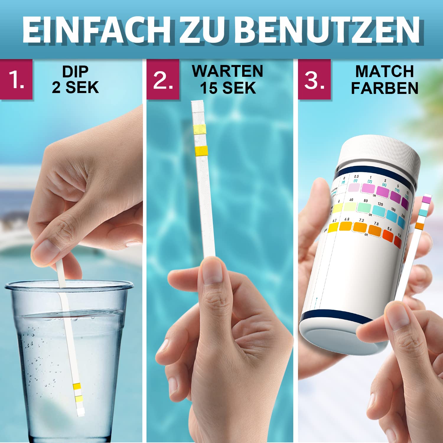 Thumbnail 5 de RUNBO 3 in 1 Hot Tub Test Strips 150 counts 🧪