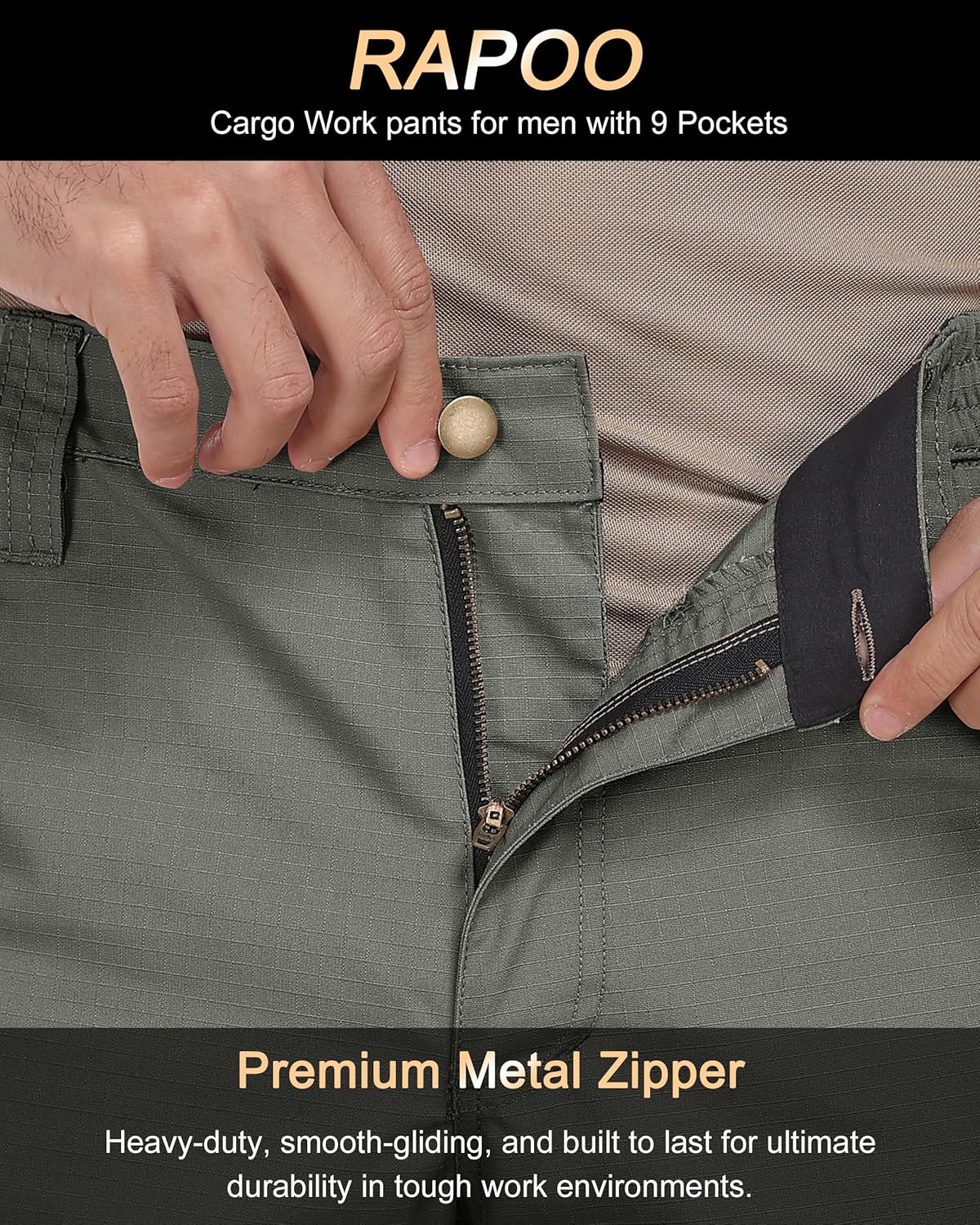 Thumbnail 2 de Rapoo Tactical Ripstop Pants for Men with 9 Pockets and Water-Repellent Finish