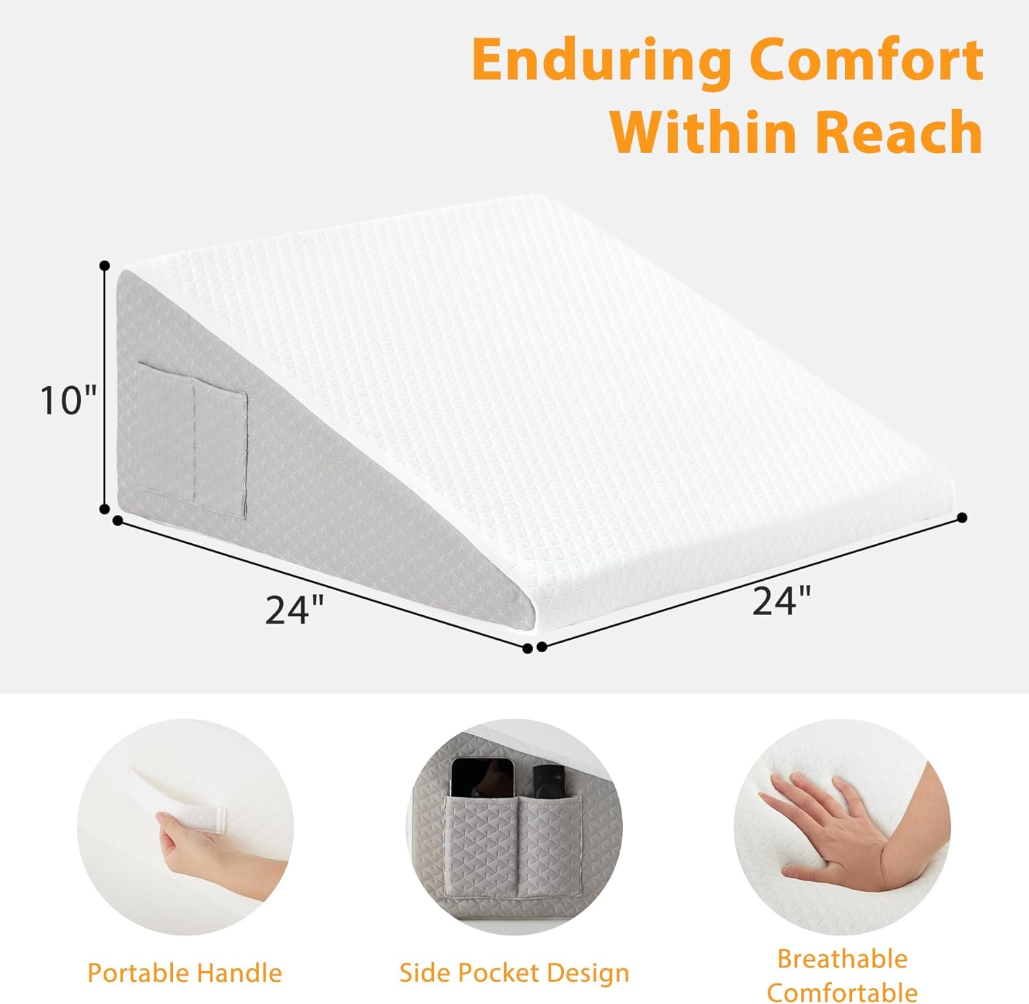 Detalle de Ruqmuis Wedge Pillow for Acid Reflux: Elevated Sleep Support with Practical Design