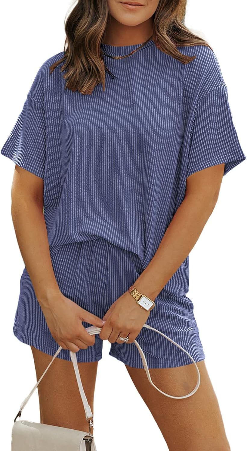 Detalle de MARZXIN Two-Piece Summer Set for Women: Loose-Fit Ribbed Knit Comfort