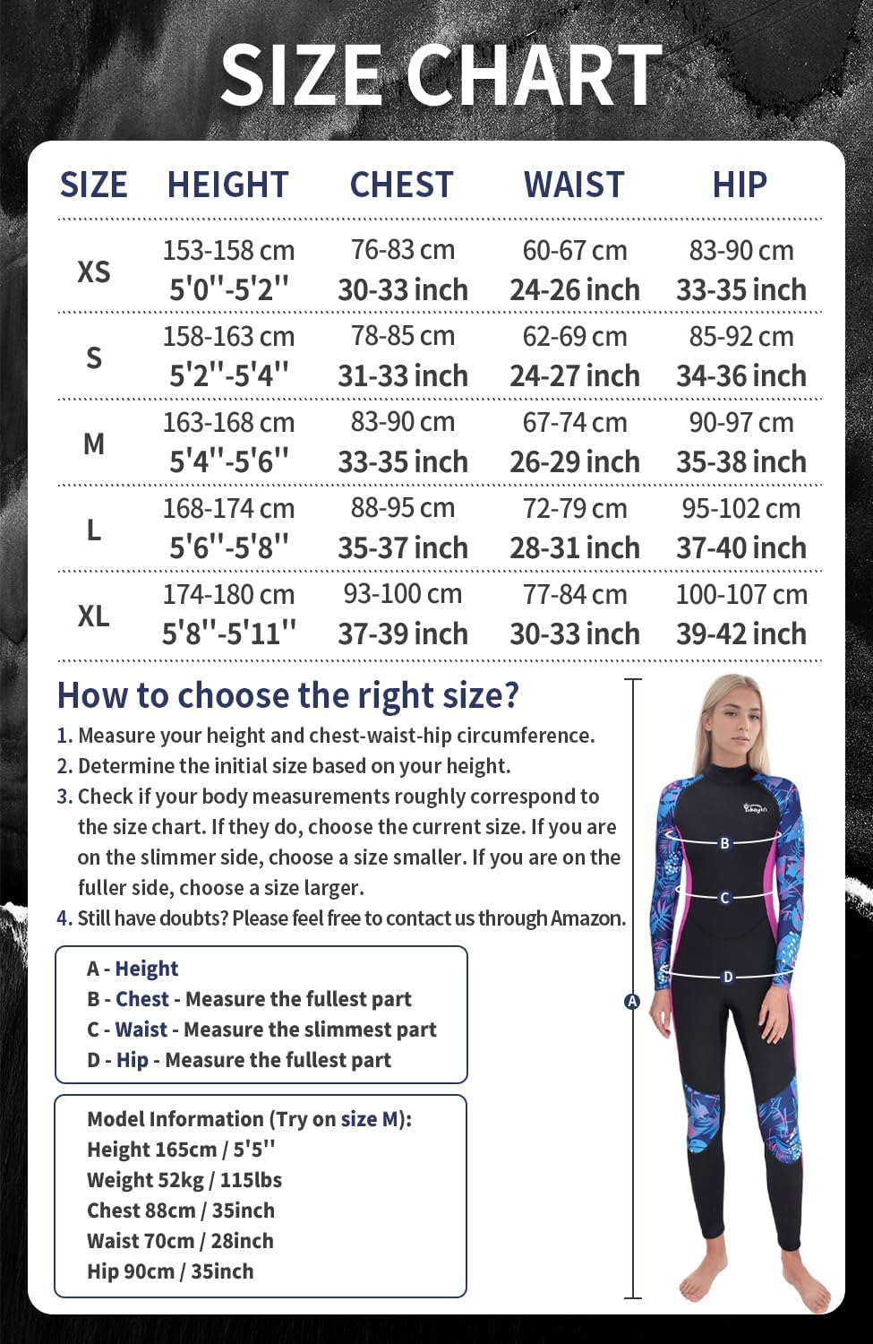 Thumbnail 1 de Yikayin Women’s 3/2mm Wetsuit with Back Zip – Fully Length Neoprene Suit for Snorkelling, Surfing and Kayaking