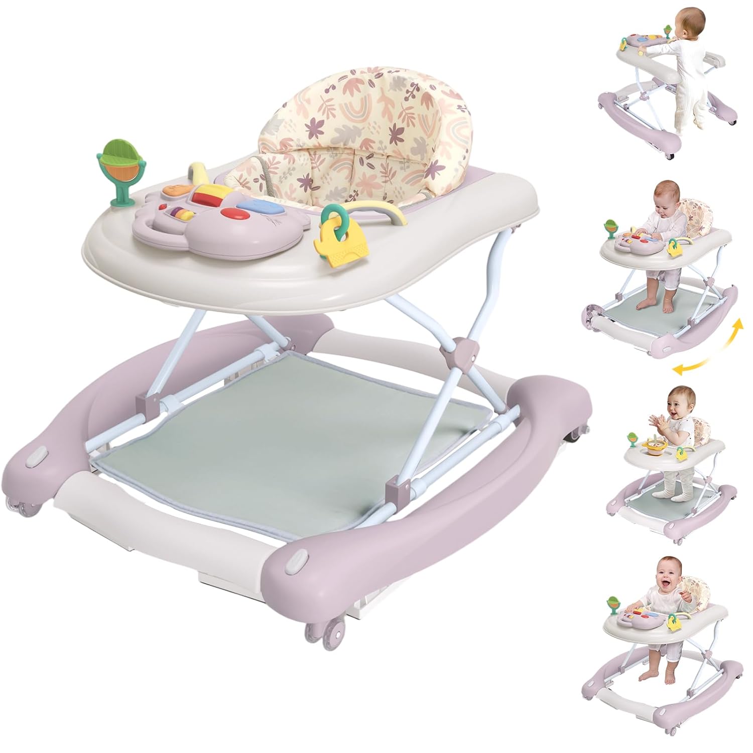 5-in-1 Foldable Baby Walker for 6-18 Months