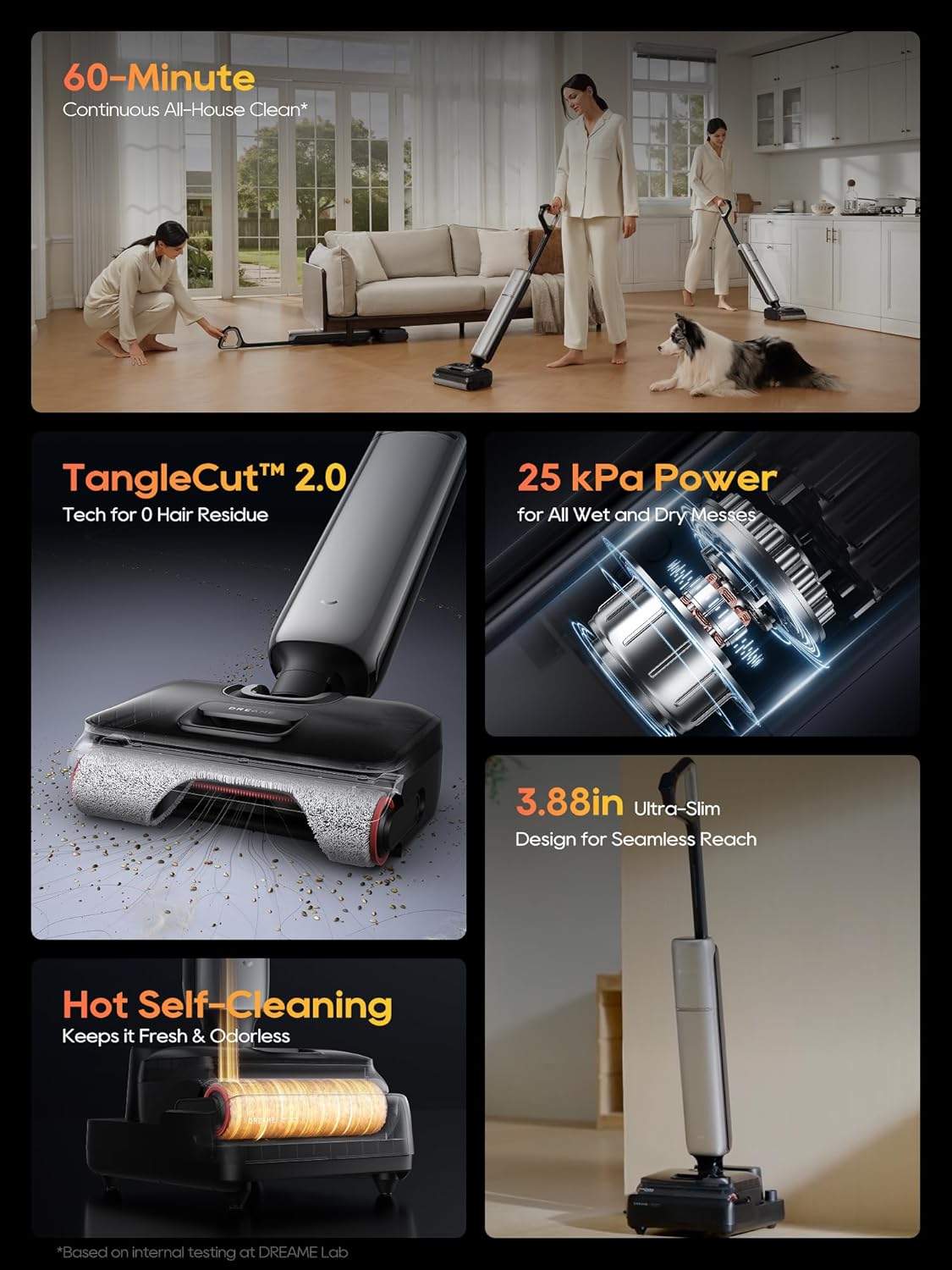 Detalle de DREAME Aero Pro HHR32B Cordless Vacuum Mop, 180° Lie-Flat, Hot Self-Cleaning