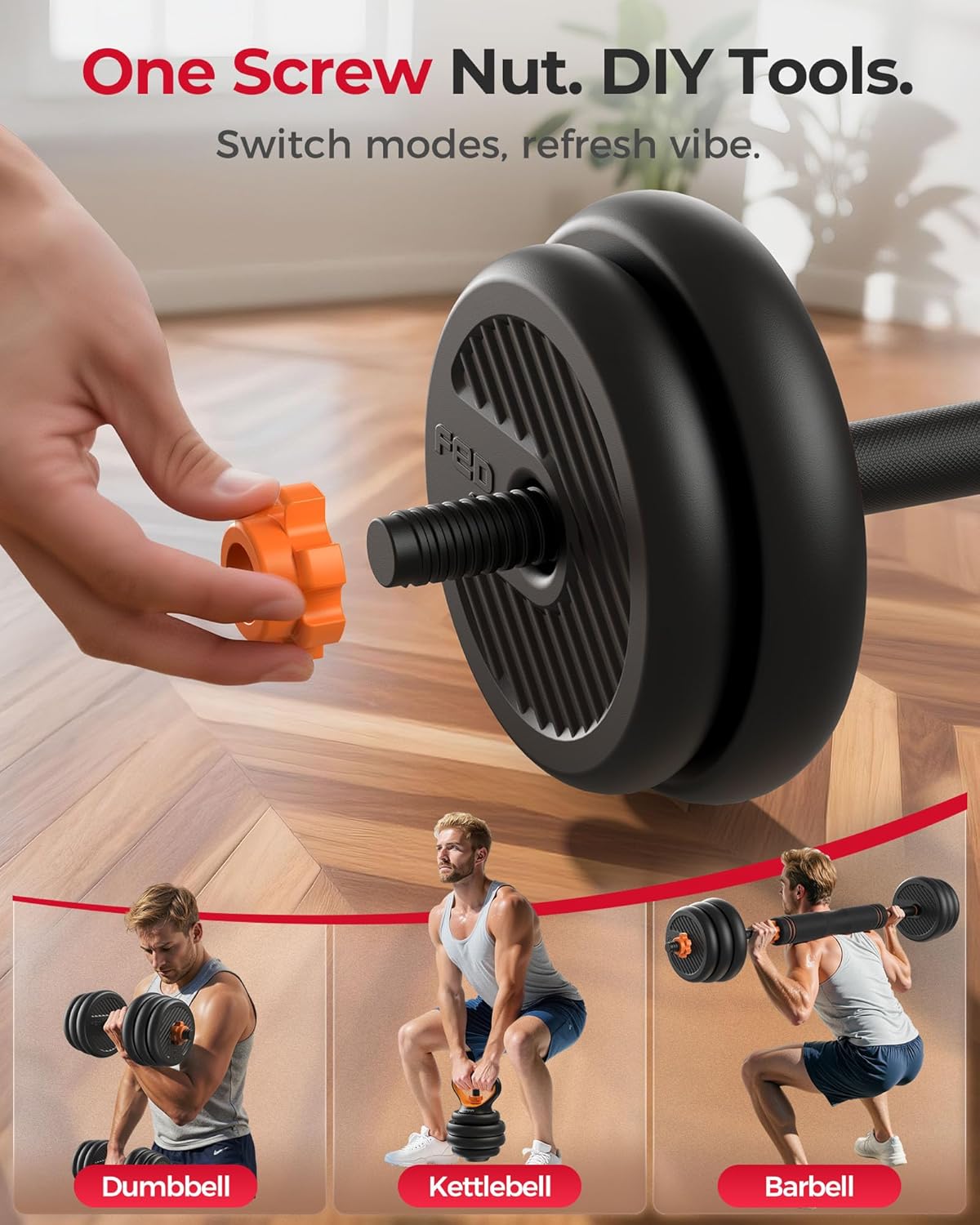 Detalle de FEIERDUN Adjustable Dumbbells 90lbs Set
