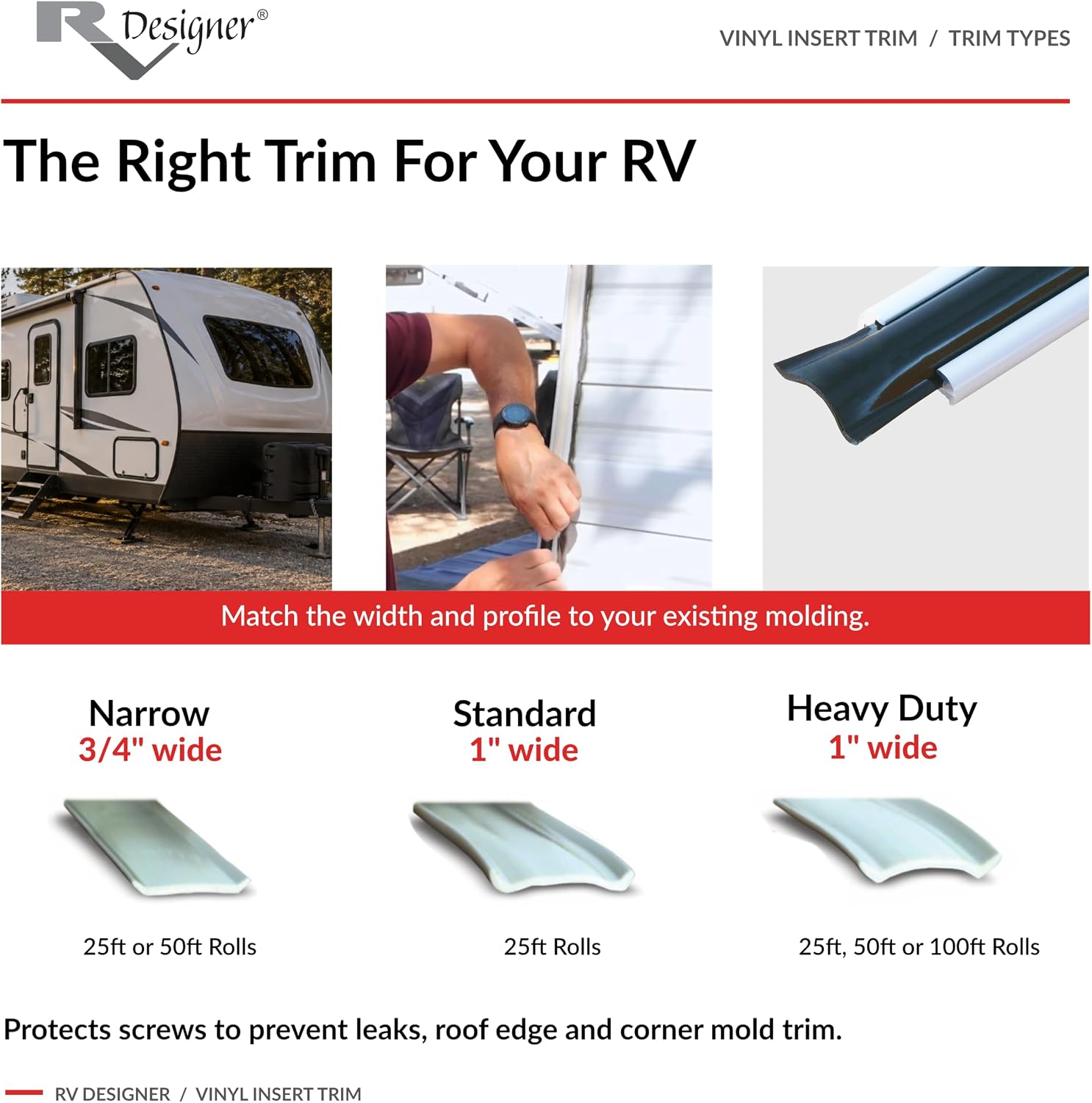Detalle de RV Designer Vinyl Trim Insert, 1" x 100