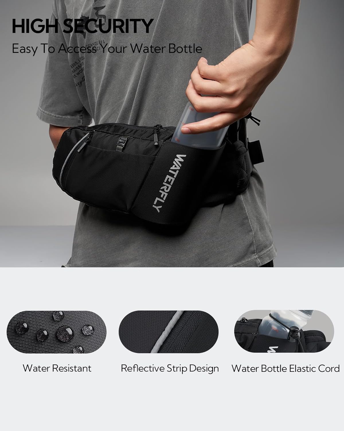 Thumbnail 2 de Waterfly Bum Bag Waist Pack with Water Bottle Holder – Ultra Light Fanny Pack (16–18 oz Capacity) for Running, Hiking and Travel