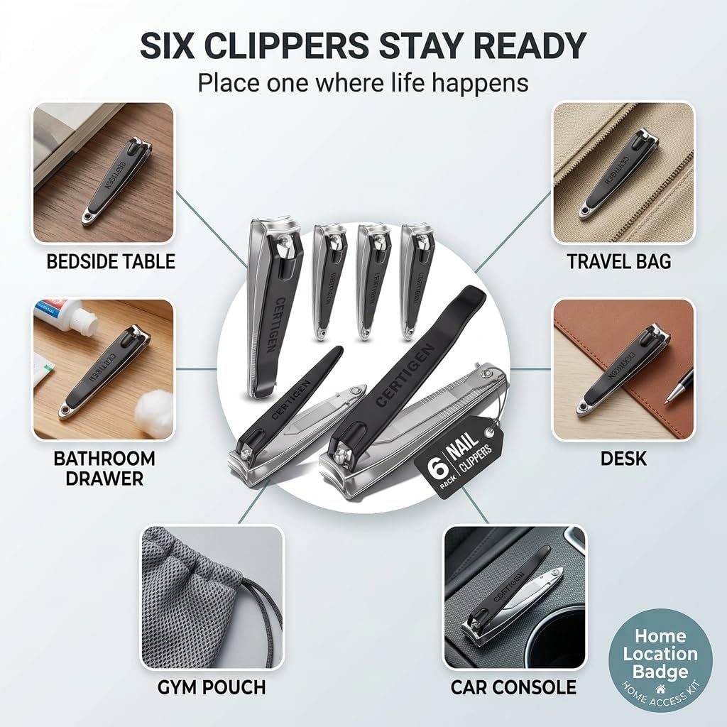 Detalle de Nail Clippers Set 6-Pack: Toenail & Fingernail Clippers for Home and Travel