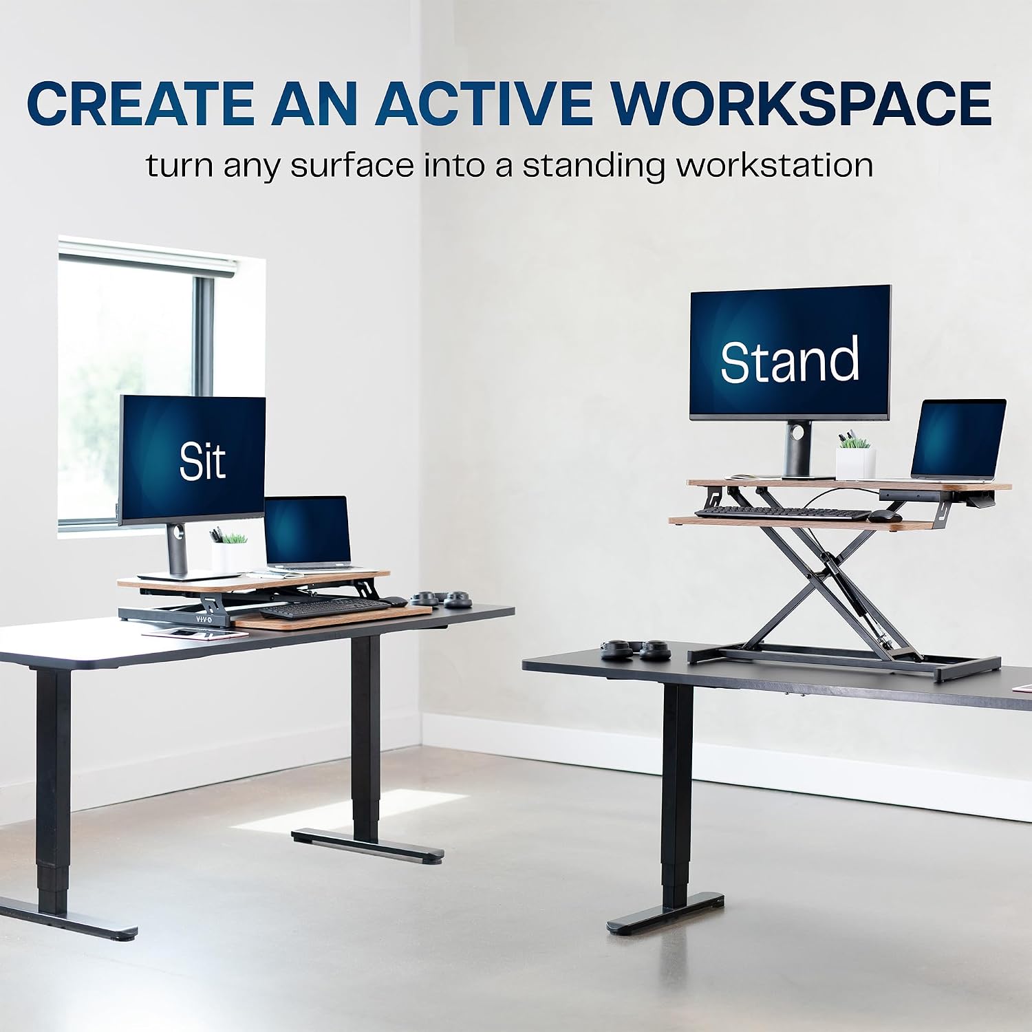 Detalle 2 de VIVO DESK-V000SN 32-Inch Standing Desk Riser, Vintage Brown Top