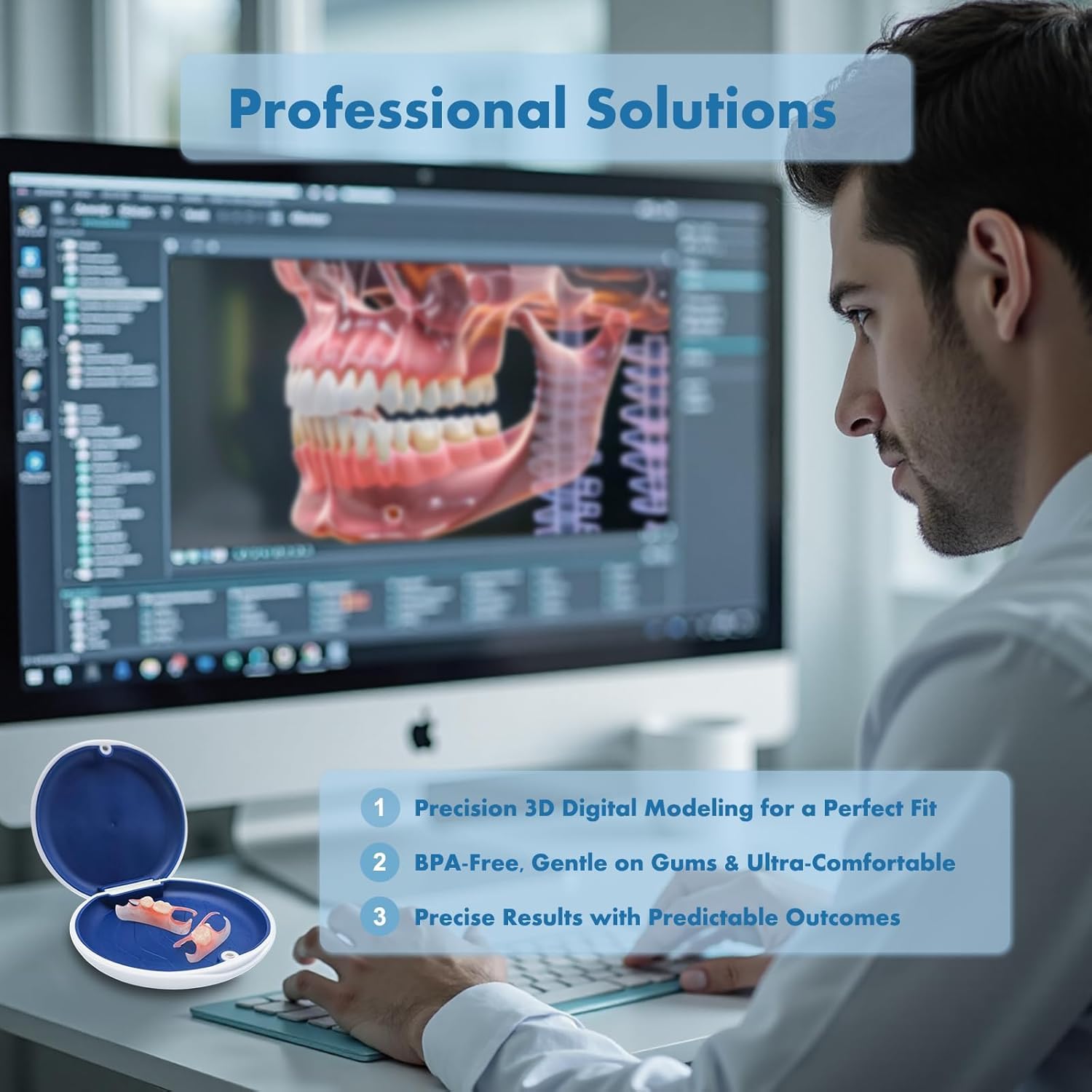 Thumbnail 3 de Custom Removable Dentures Set for Tooth Replacement (2 Teeth) — Personalized Partial Denture with Storage Case