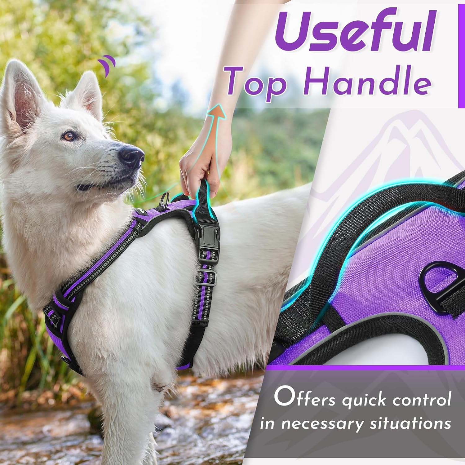 Detalle de Eagloo Dog Harness Medium – No Pull Front & Back Clips, Reflective, Adjustable Comfort