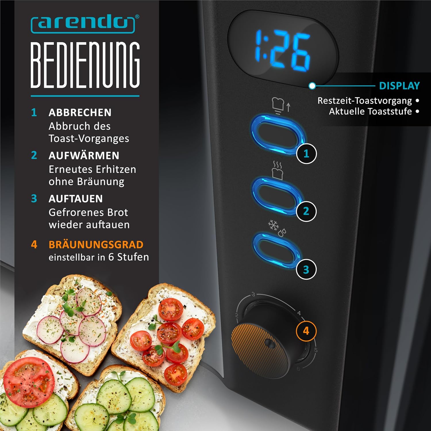 Detalle de Arendo Frukost Toaster 1500 W 🍞