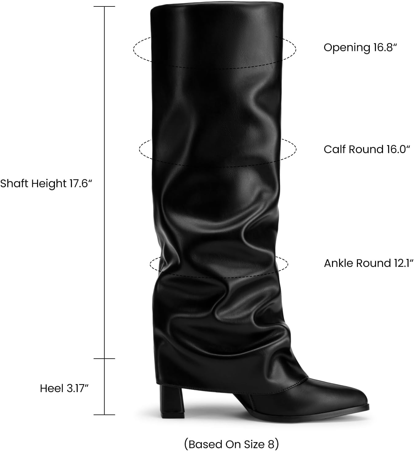 Detalle 2 de Athlefit Women's Knee-High Fold-Over Boots with 3.17-Inch Chunky Heel