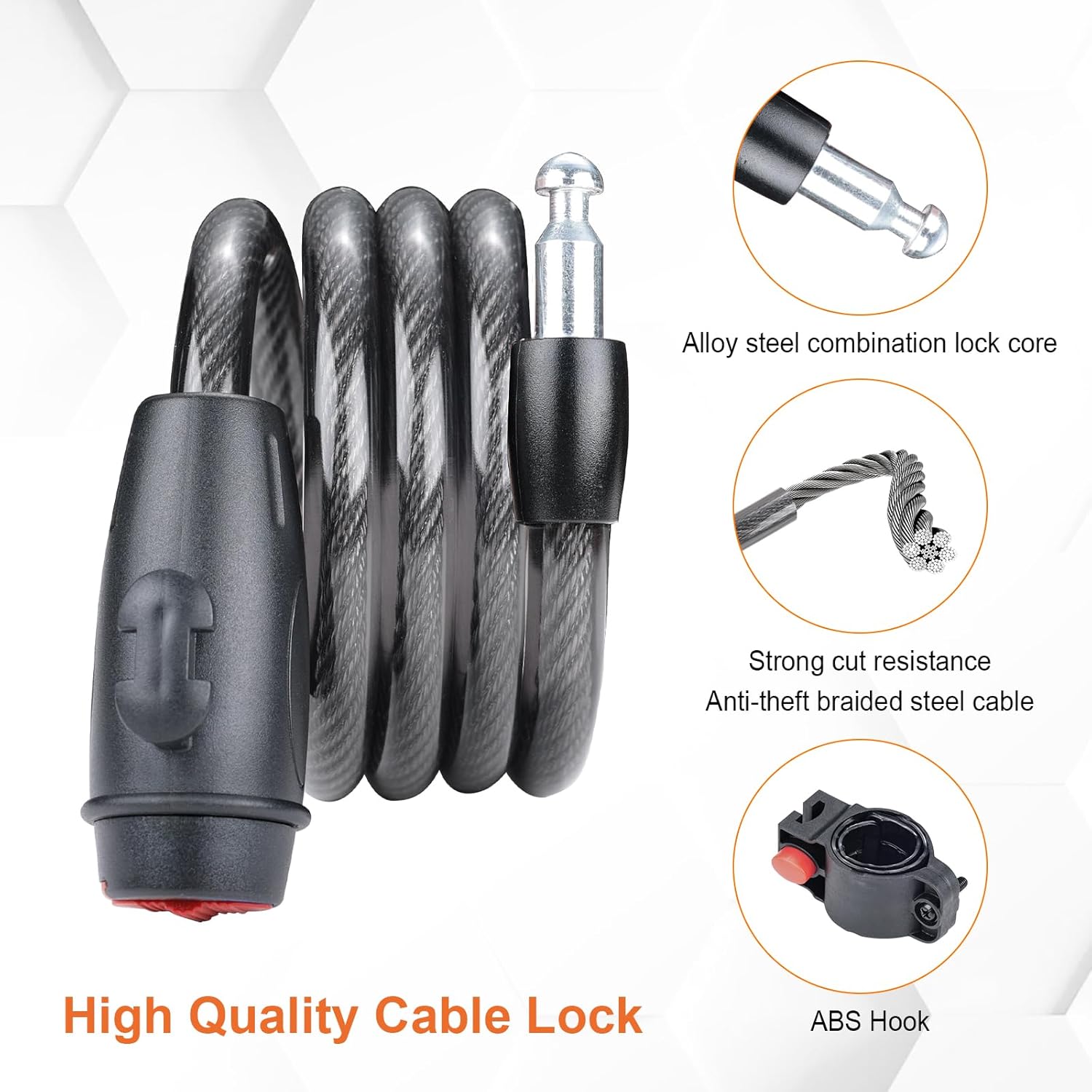 Detalle de GRIFEMA 120cm Bike Lock with 2 Keys – High Security Chain Lock for E-Bikes, Scooters and More