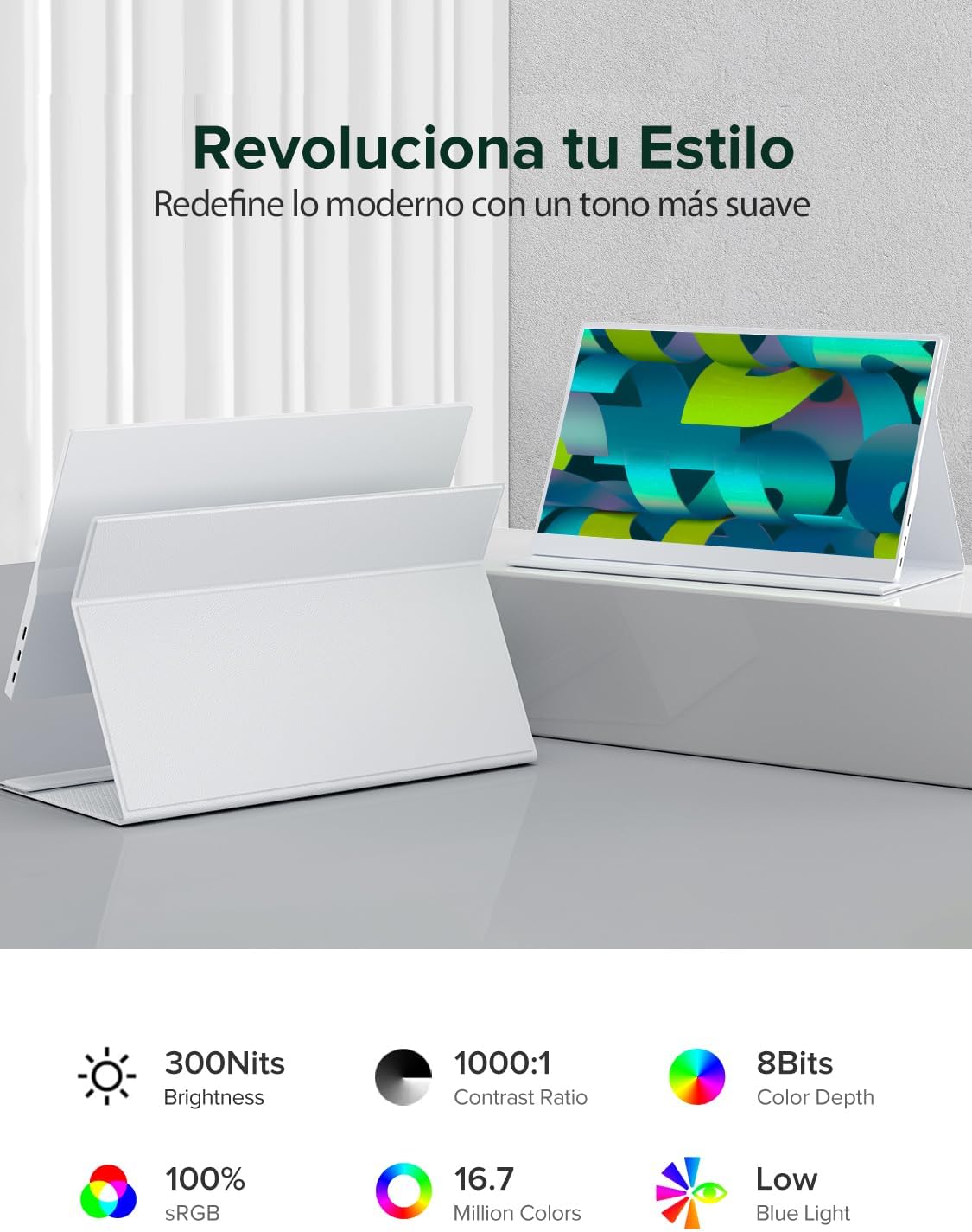 Detalle 2 de UPERFECT Monitor Portátil 15,6" IPS 1080p Blanco