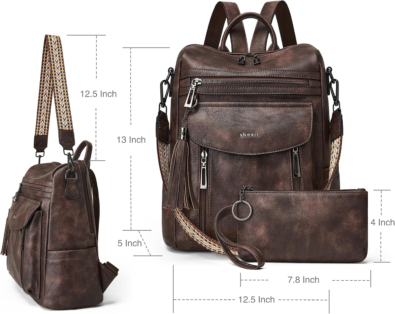 Thumbnail 2 de Shrrie Damen-Rucksack im Vintage-Look (Kunstleder) mit vielen Fächern – dunkelgrün