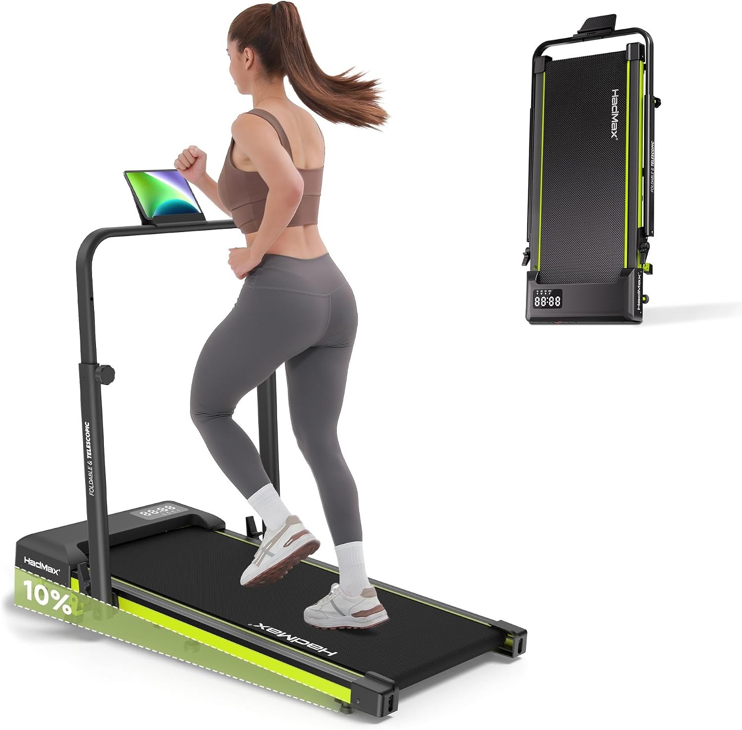 Detalle de HADMAX H100 Walking Pad Treadmill with 10% Incline and Adjustable Handlebar