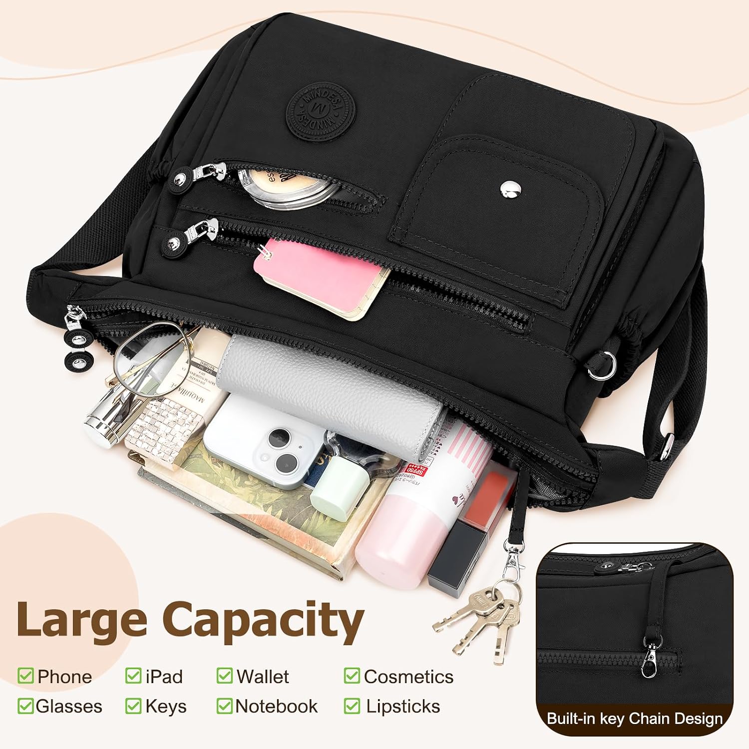 Thumbnail 3 de BTNEEU Women's Shoulder Bag with 11 Pockets: Lightweight, Waterproof Crossbody for Travel and Daily Use