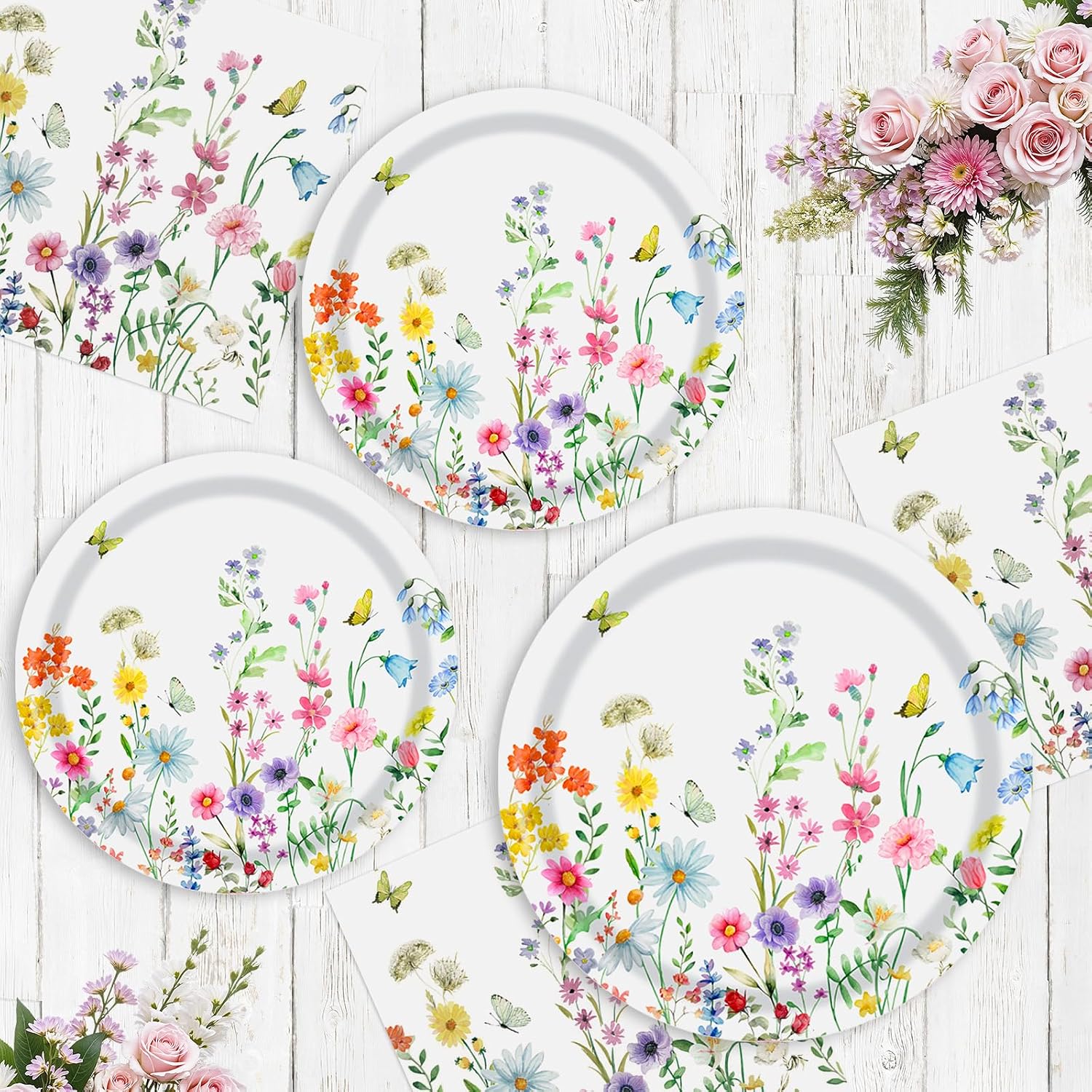 Thumbnail 6 de 40 Pcs Spring Wildflower Plates and Napkins Sets