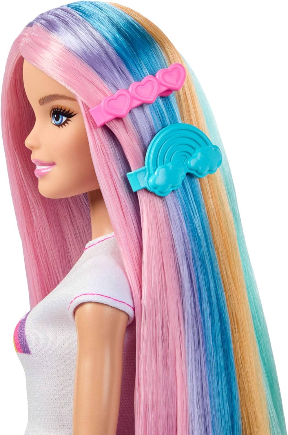 Thumbnail 3 de Barbie Regenbogen-Glitzerhaar Puppe JJP07 – Lange bunte Haare, 12 Styling-Zubehör