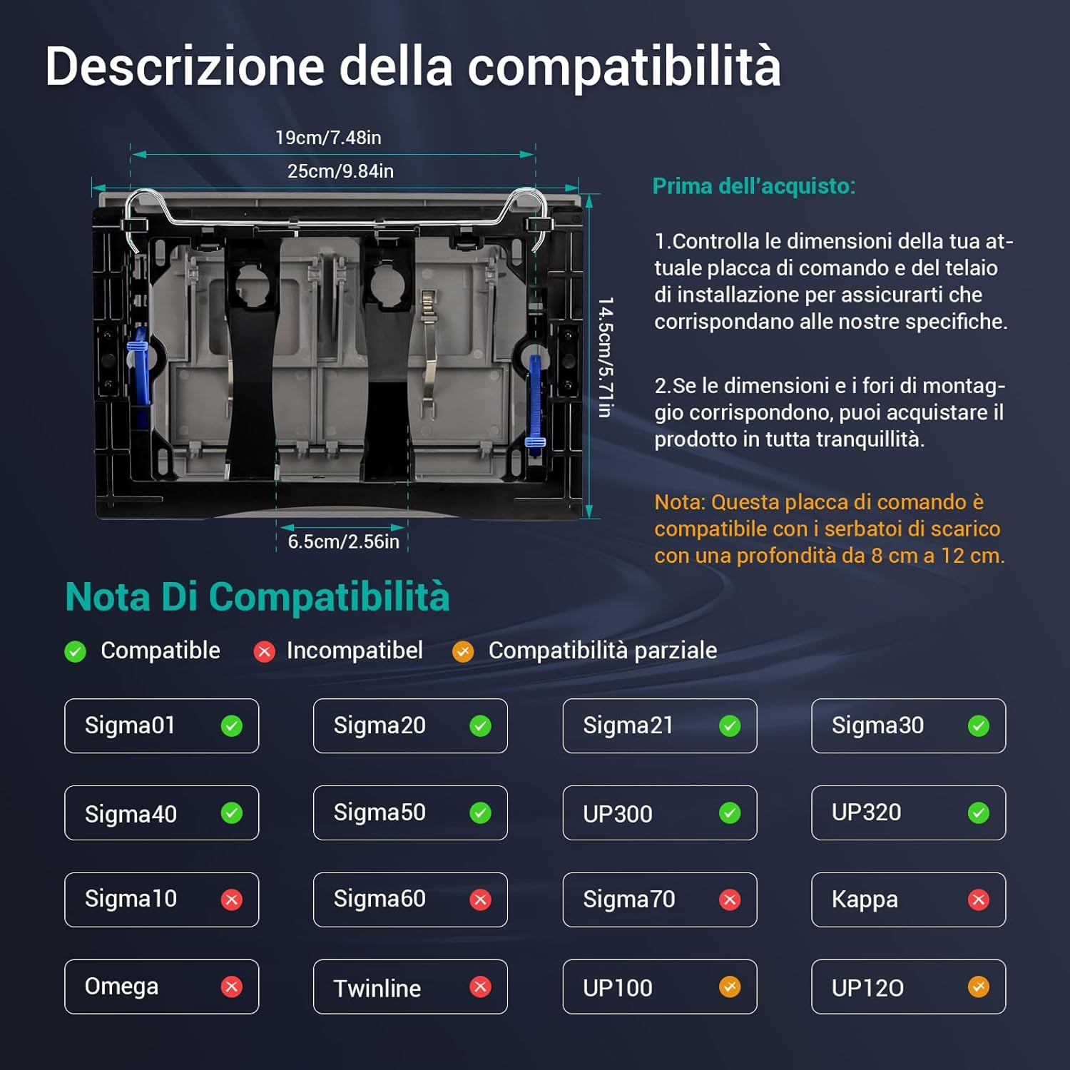 Thumbnail 5 de Empyreal Placca di controllo per cassetta di scarico: compatibilità ampia e design modulare