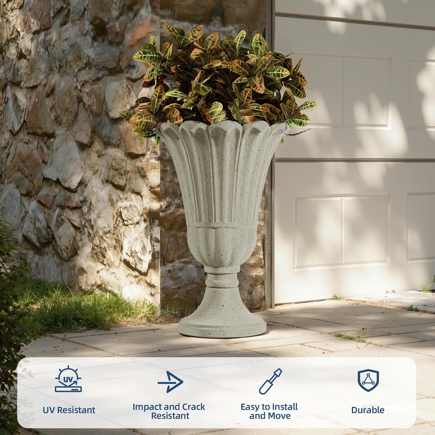 Detalle 1 de Diyfire Urn Planters, 24-Inch