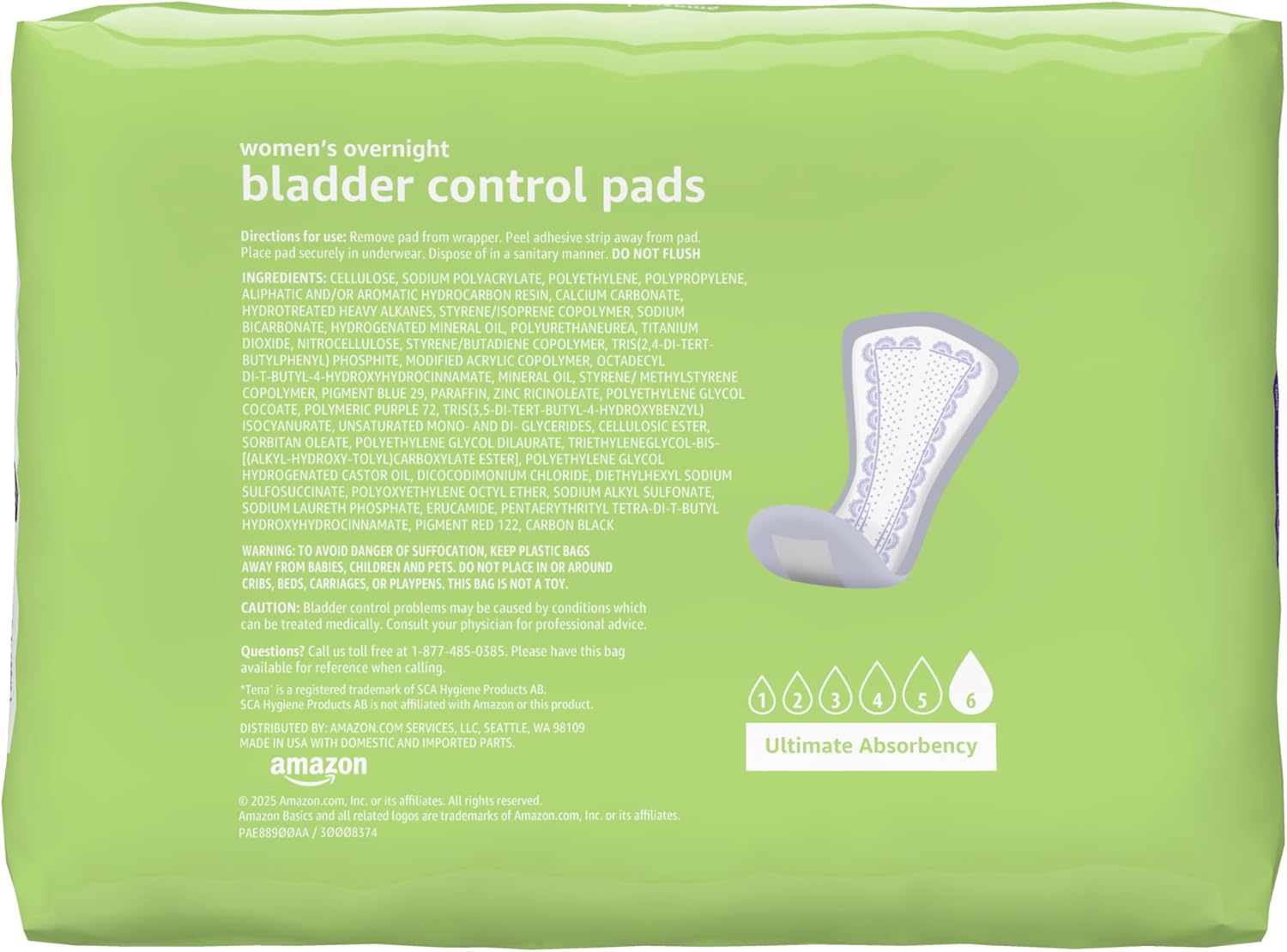 Detalle 2 de Amazon Basics Incontinence Pads for Women — Overnight, Postpartum, Unscented, 30 Count