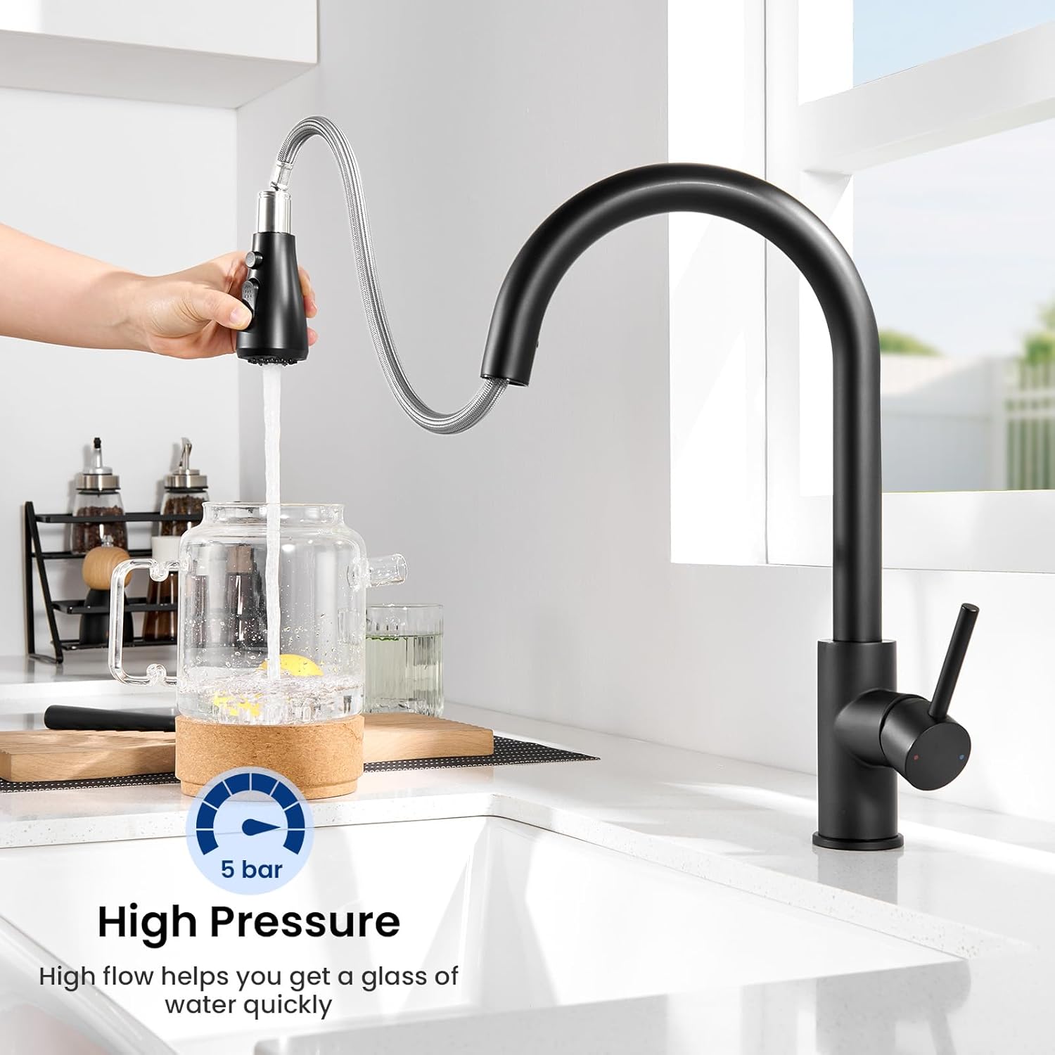Thumbnail 2 de DERW Black Kitchen Tap 15.39in