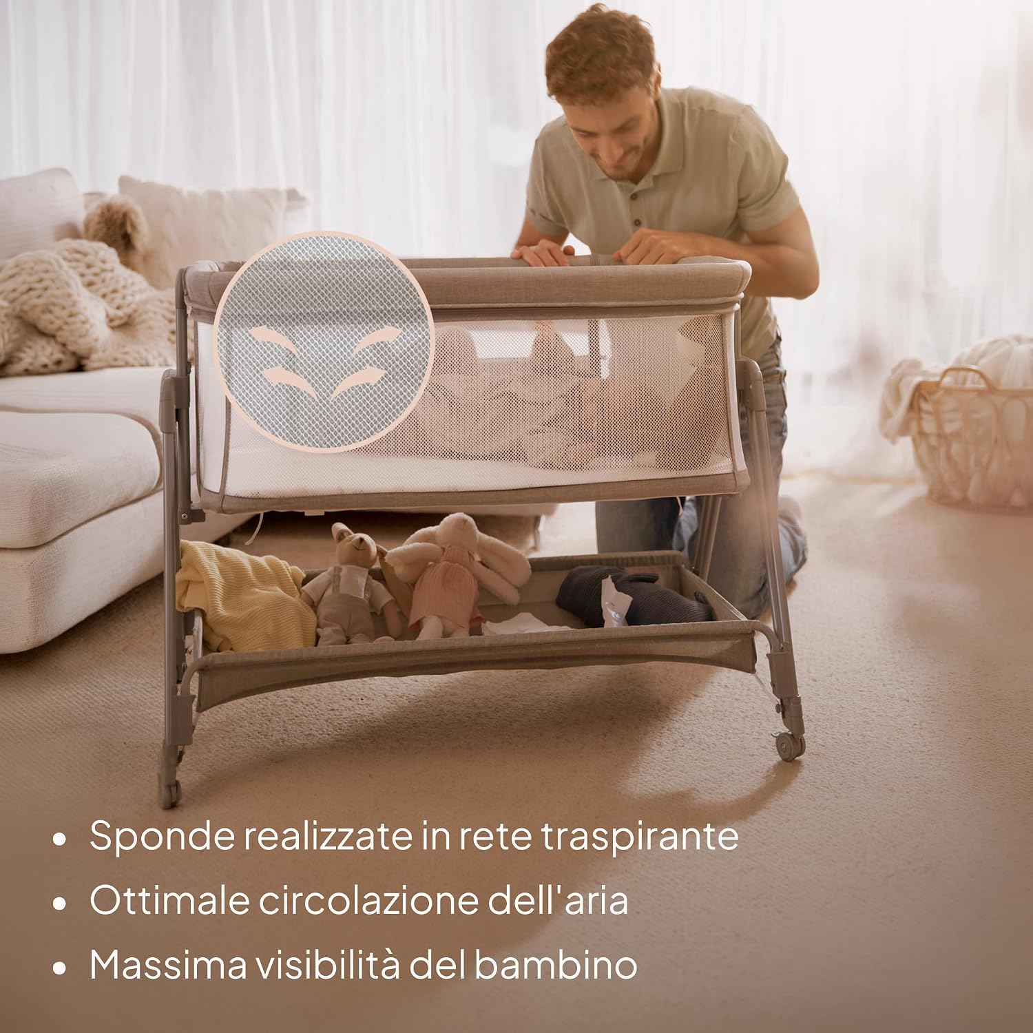 Thumbnail 4 de lionelo LUNA: Lettino portatile con materasso per co-sleeping, da neonato a 9 kg