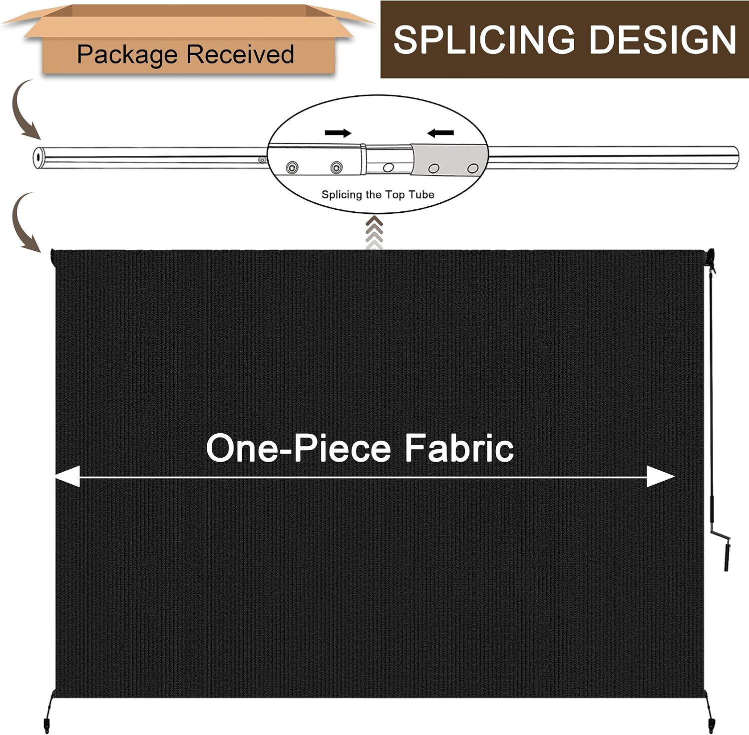 Detalle 2 de Zephyr Place Outdoor Roller Shade, 7' x 6', Cordless HDPE with 90% UV Protection