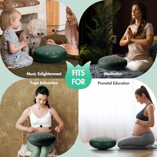 Detalle de CAHAYA Tongue Drum 12 Pouces 13 Tons – Éthéré pour Méditation et Yoga