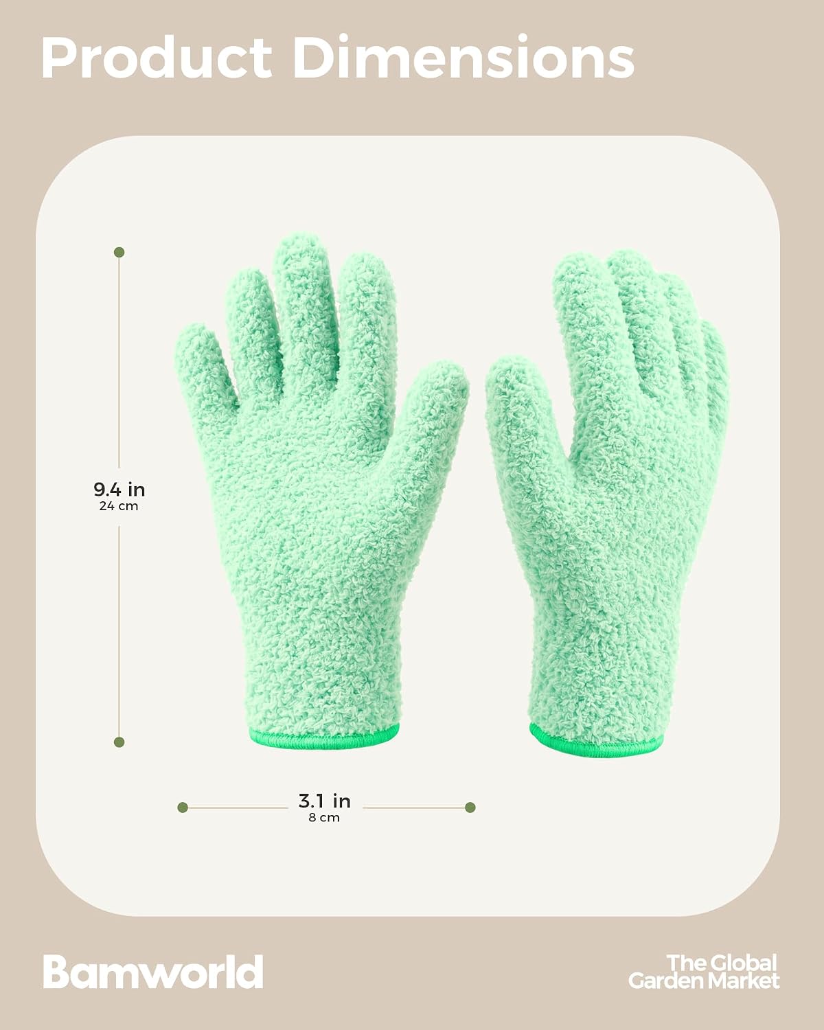 Detalle 2 de Bamworld Microfiber Gloves for Plant Dusting and Garden Care