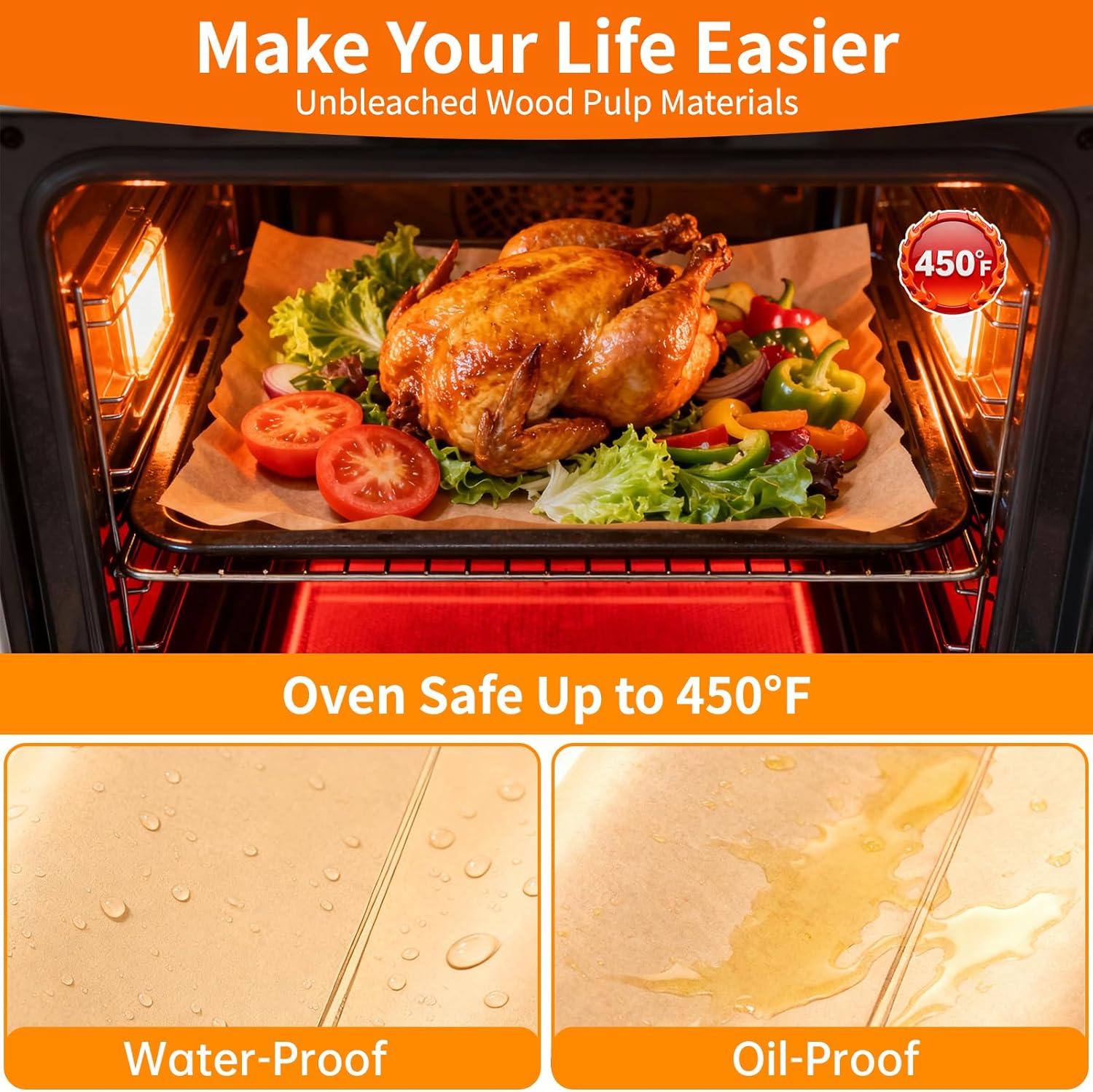 Detalle 2 de YUANYE 400-Pack Unbleached Parchment Paper Baking Sheets (12"x16")