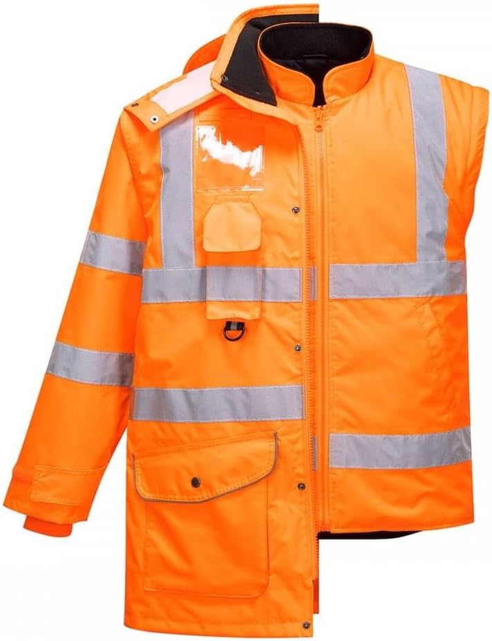 Detalle de Portwest RT27 Giacca Traffico 7 in 1 – Arancione XL: visibilità CE, versatilità e comfort